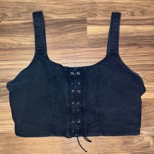 Wild Fable Black Lace-Up Crop Top
